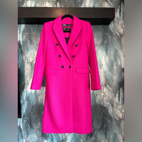 Zara Women's Pink Double-Breasted Coat - Picture 1 of 12